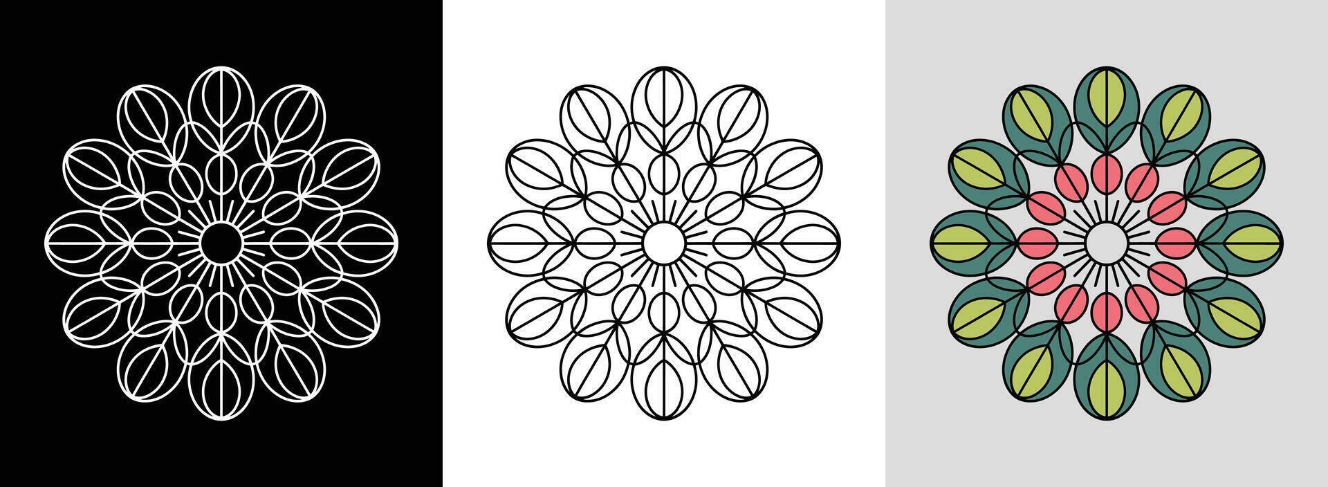 Leaf Mandala with Bright Patterns vector