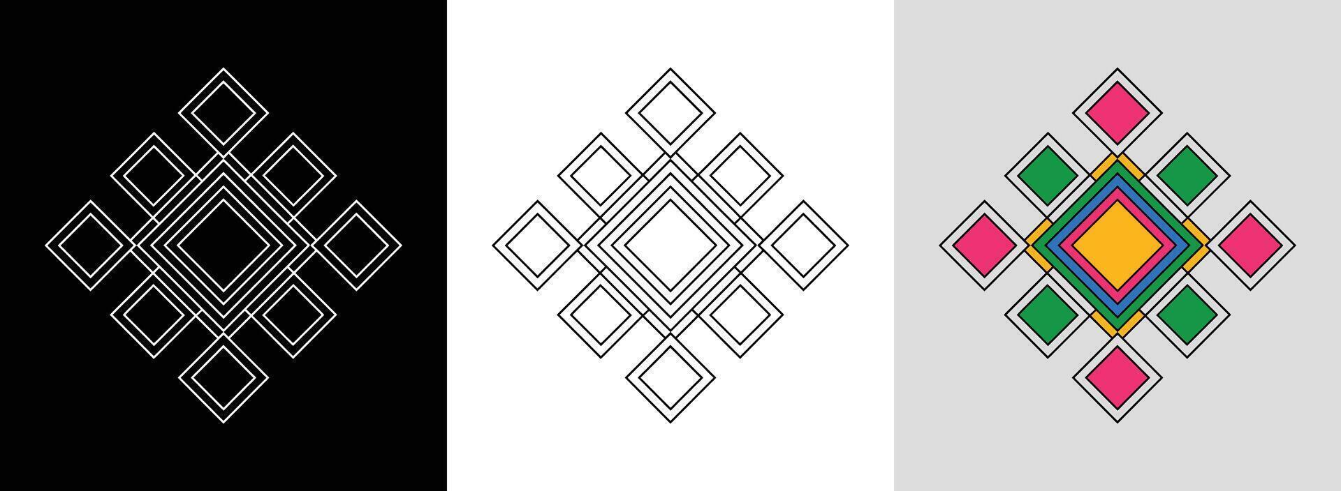 Diamond Lattice Mandala with Colors vector