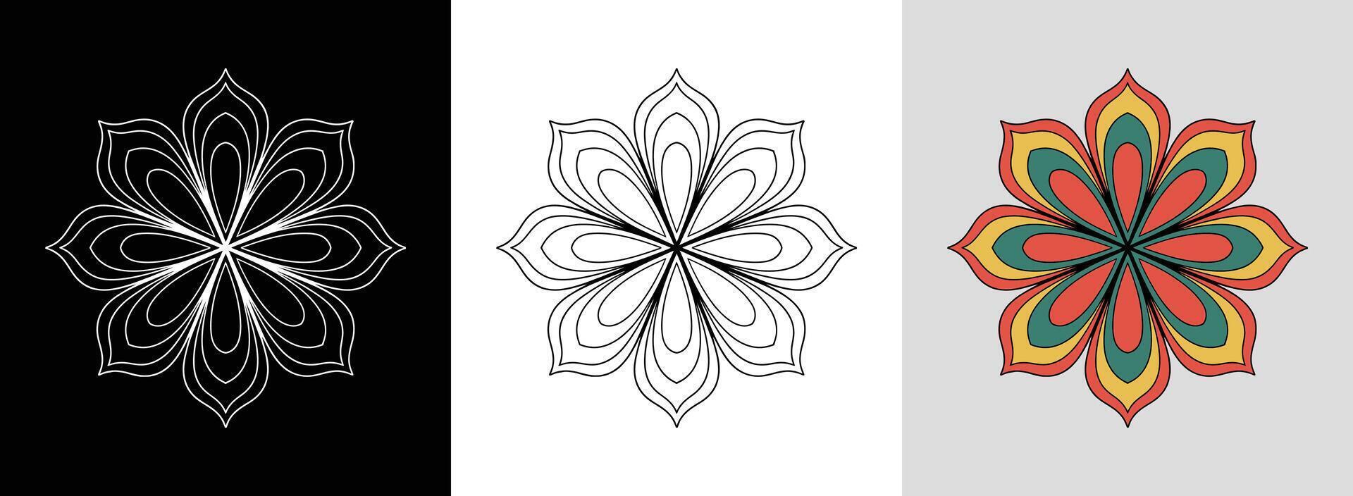 Minimal Floral Mandala with Accents vector