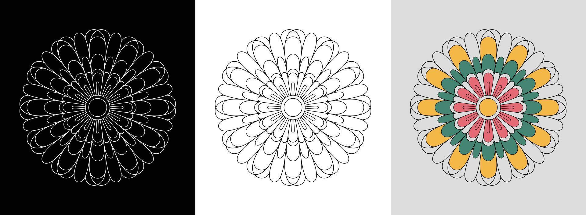 Daisy Mandala with Symmetrical Petals vector