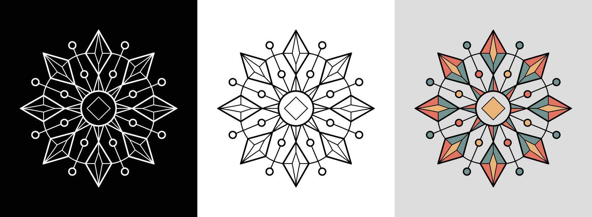 Geometric Mandala with Diamond Shapes vector
