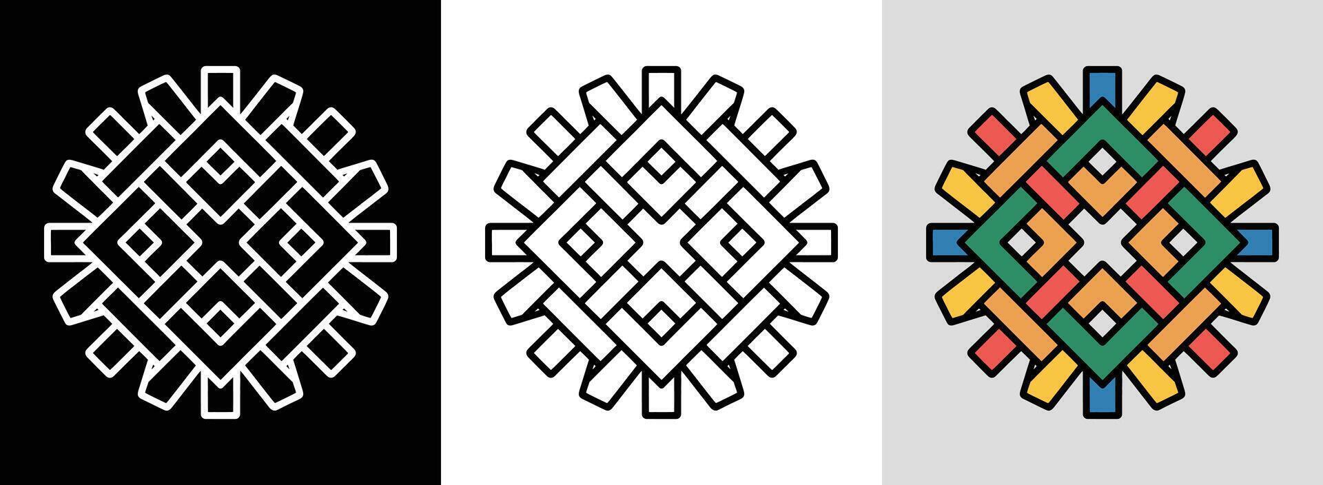 Woven Lattice Mandala with Fills vector