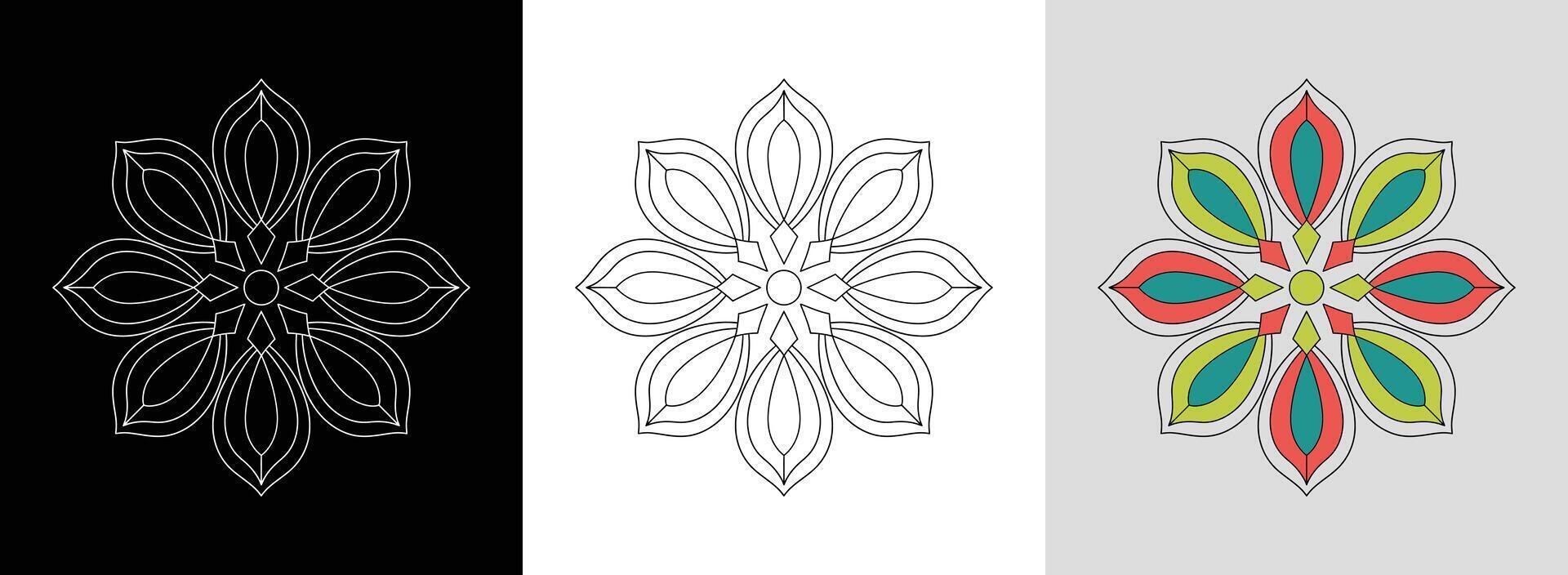 Floral Mandala with Diamond Details vector