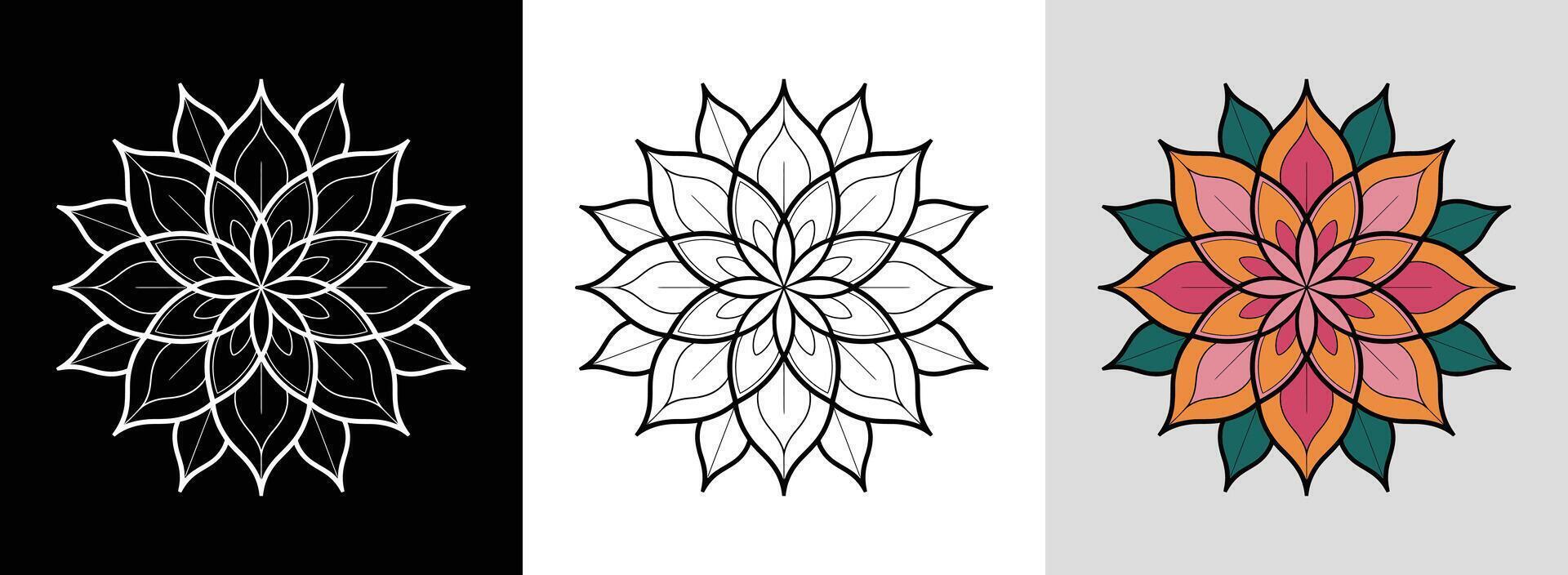Botanical Mandala with Leaf Motifs vector