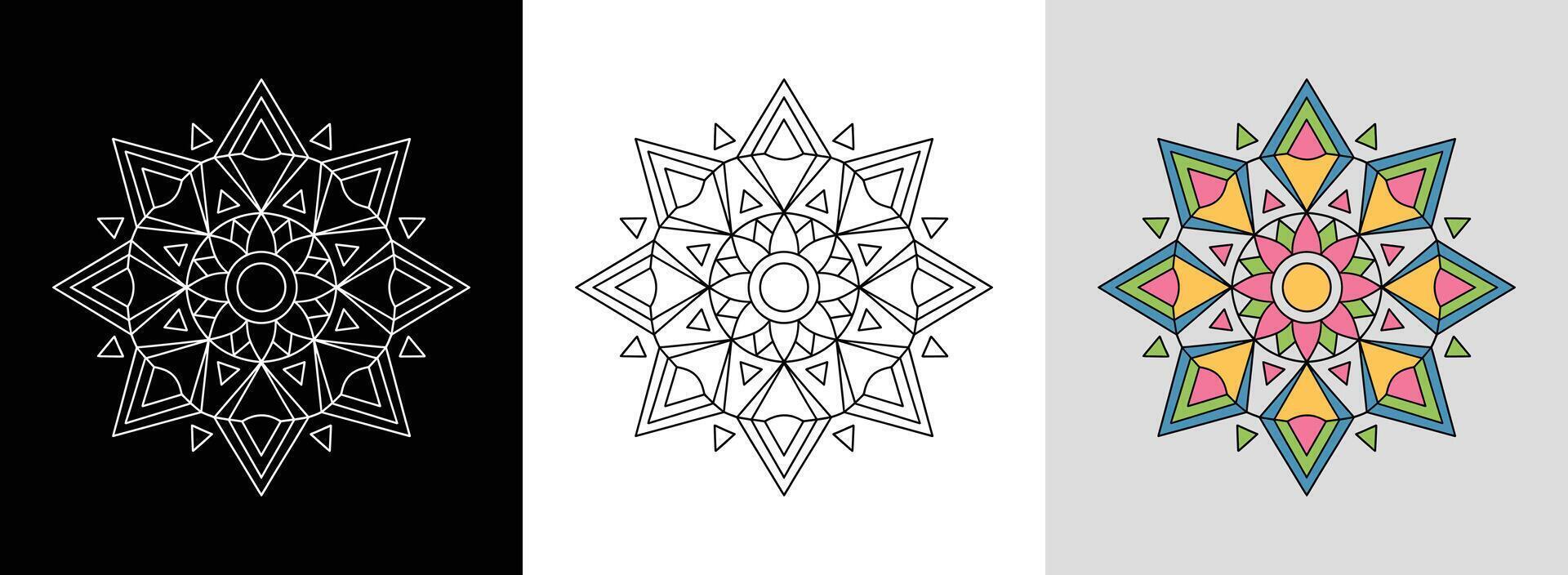 Geometric Mandala with Diamonds vector