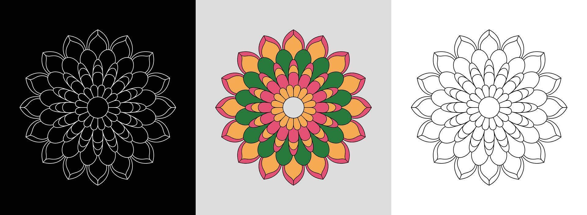 Layered Flower Mandala with Accents vector