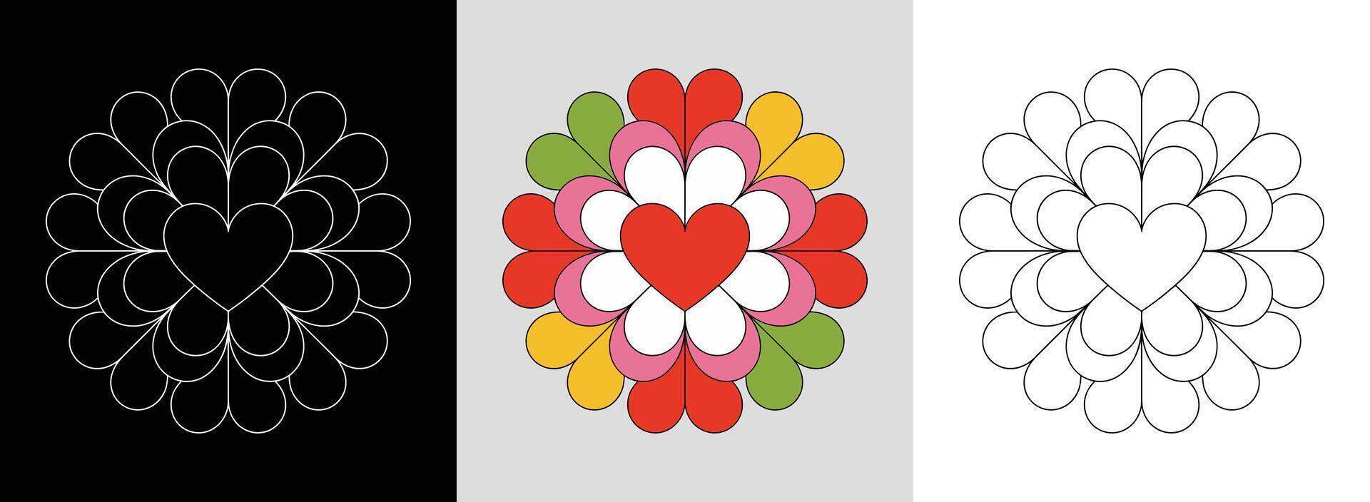 Heart Mandala with Cheerful Hues vector