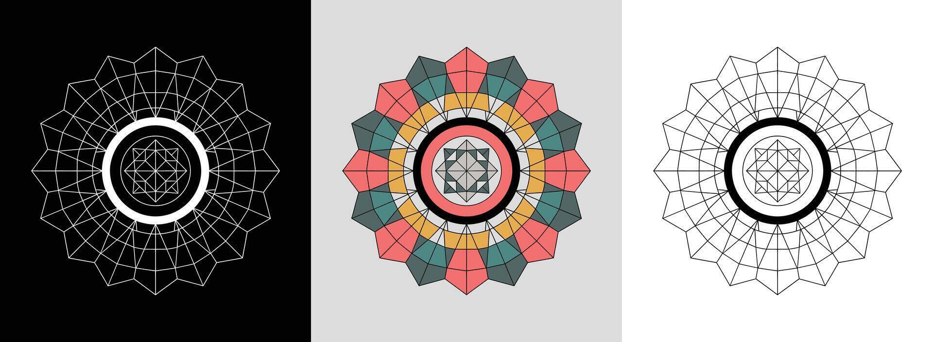 Diamond Mandala with Triangle Rings vector