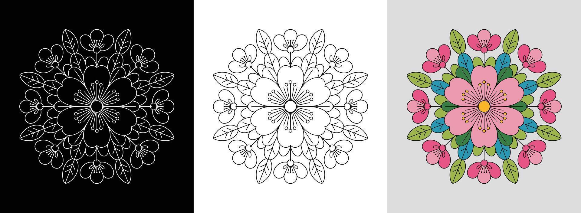 Cherry Blossom Mandala with Petals vector