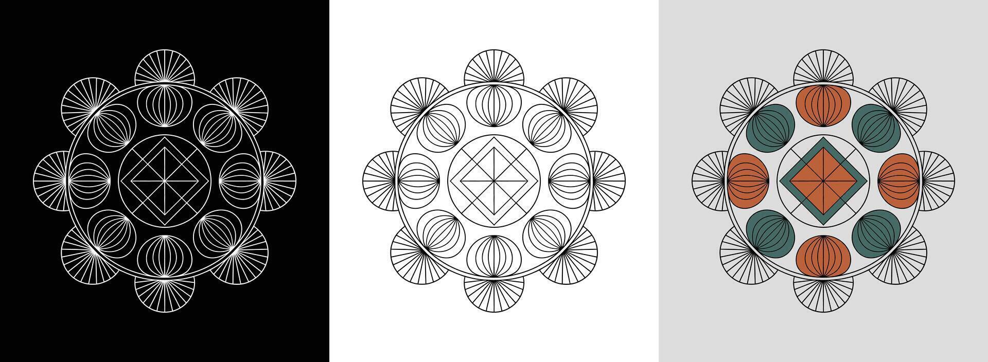 Geometric Mandala with Symmetrical Lines vector