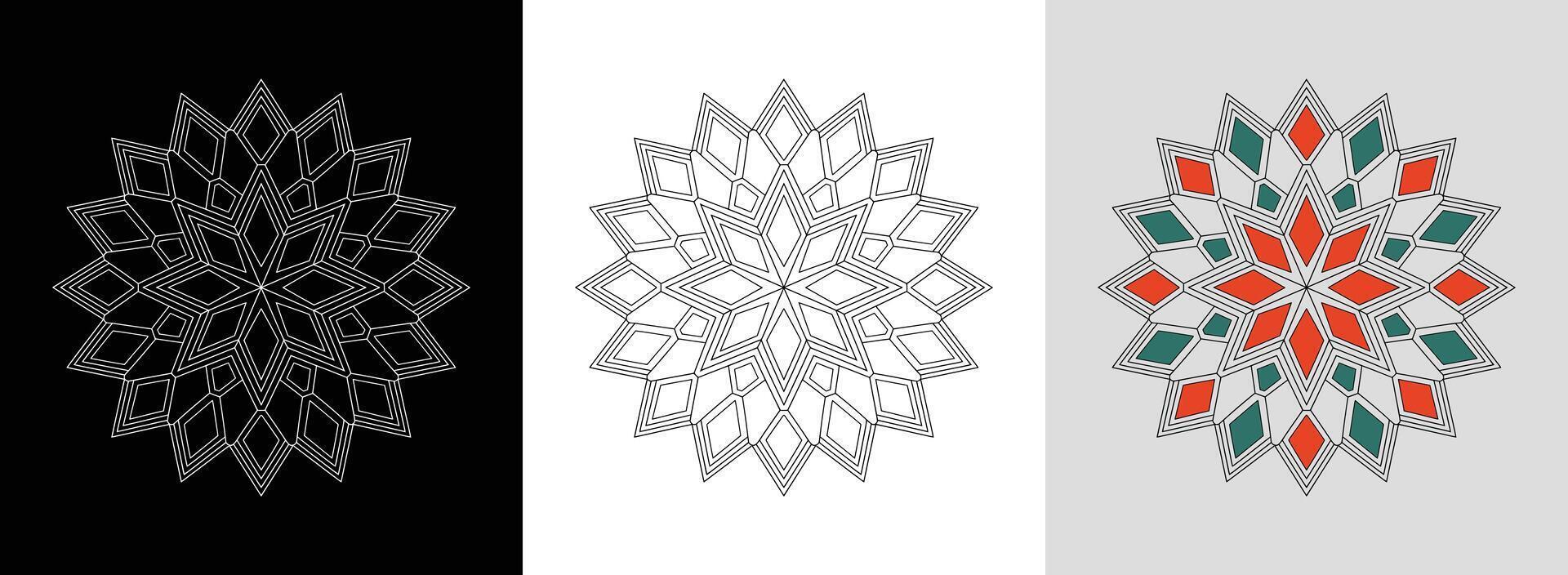 Star Mandala with Concentric Diamonds vector