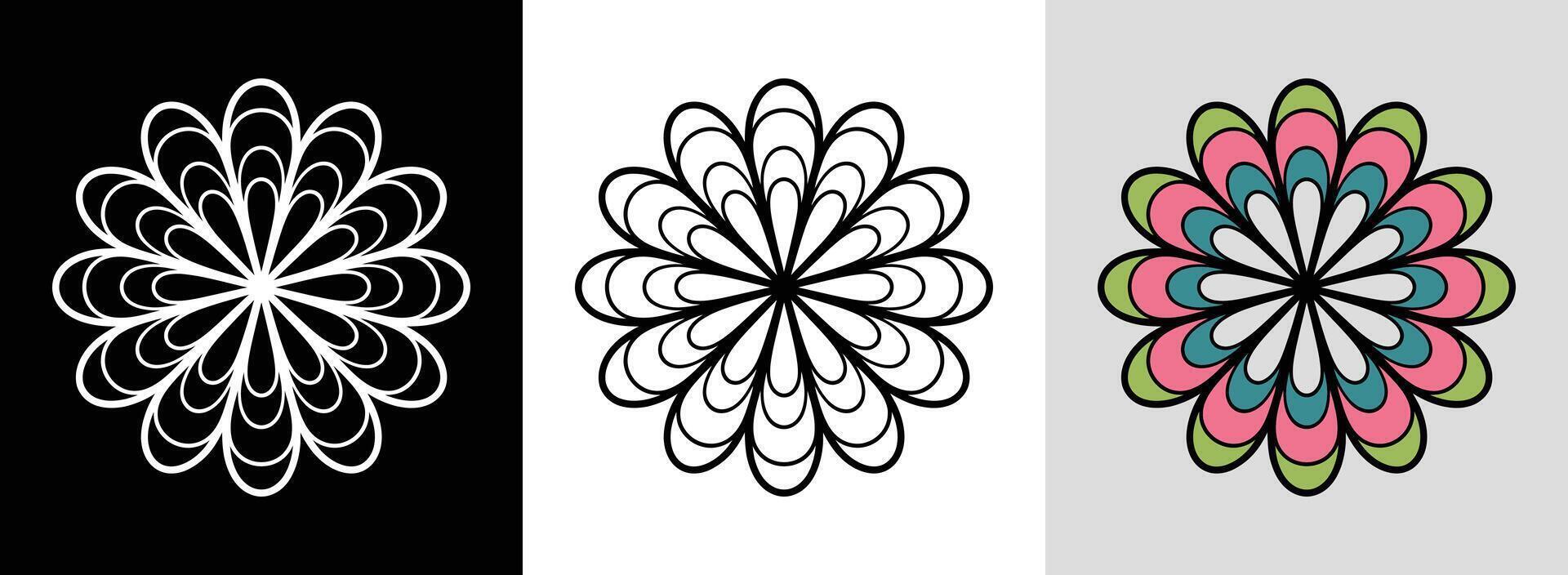 Floral Mandala with Layered Petals vector