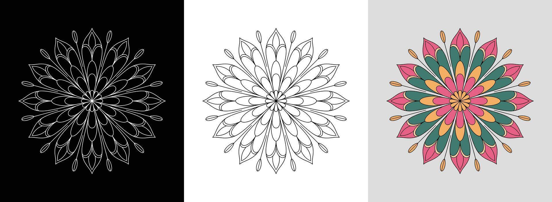 Starburst Mandala with Floral Petals vector