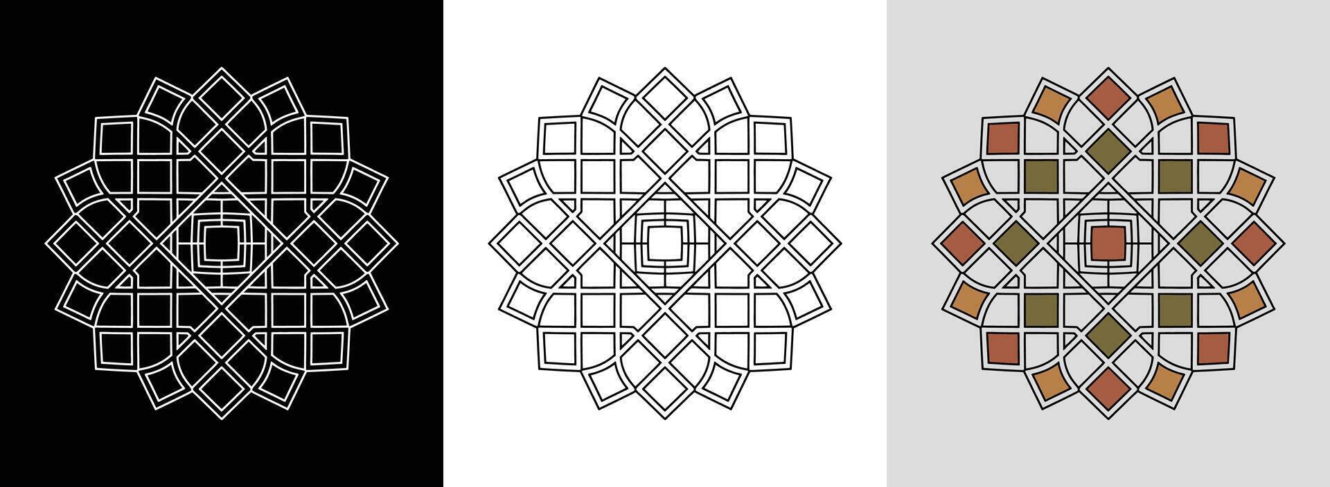 Square Mandala with Modern Line Art vector