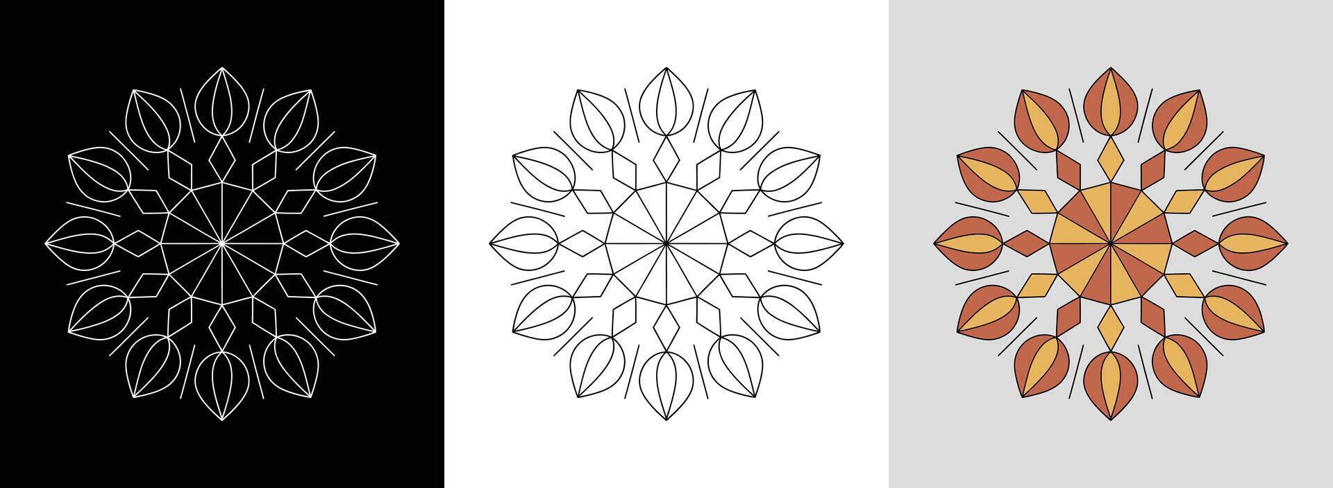 Pentagon Star Mandala with Petals vector