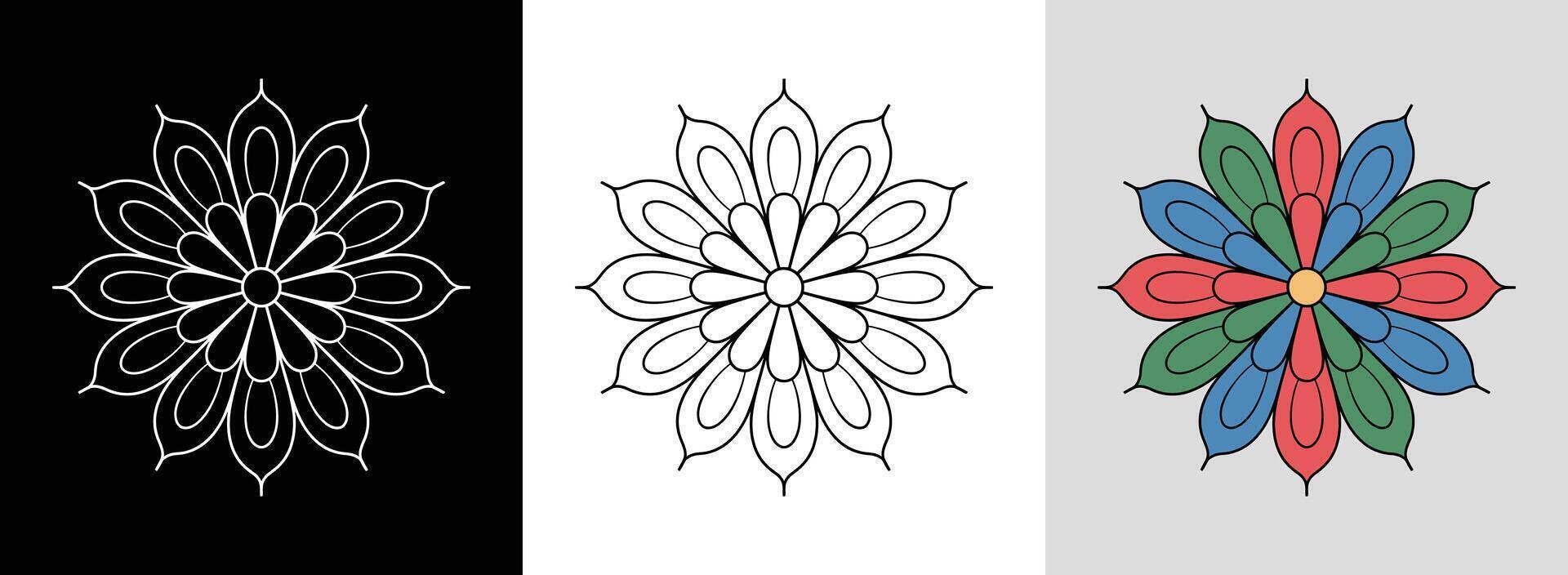 Flower Mandala with Bold Outlines vector