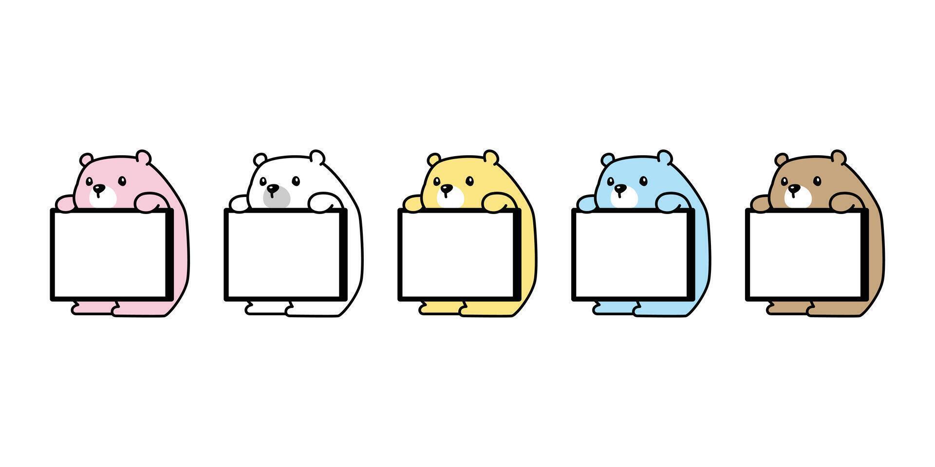 Bear polar bear text Message box icon fat teddy cartoon character pattern doodle logo illustration symbol design vector