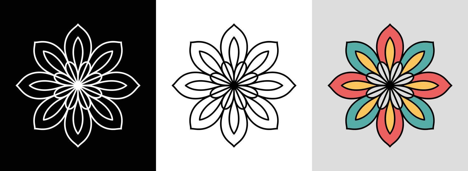 Floral Mandala with Minimal Petals vector