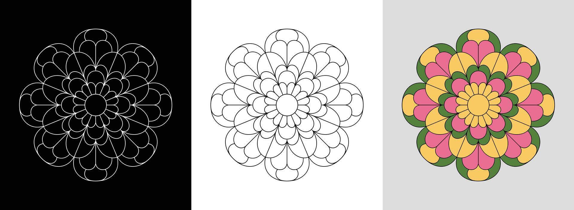 Petal Burst Mandala with Segments vector