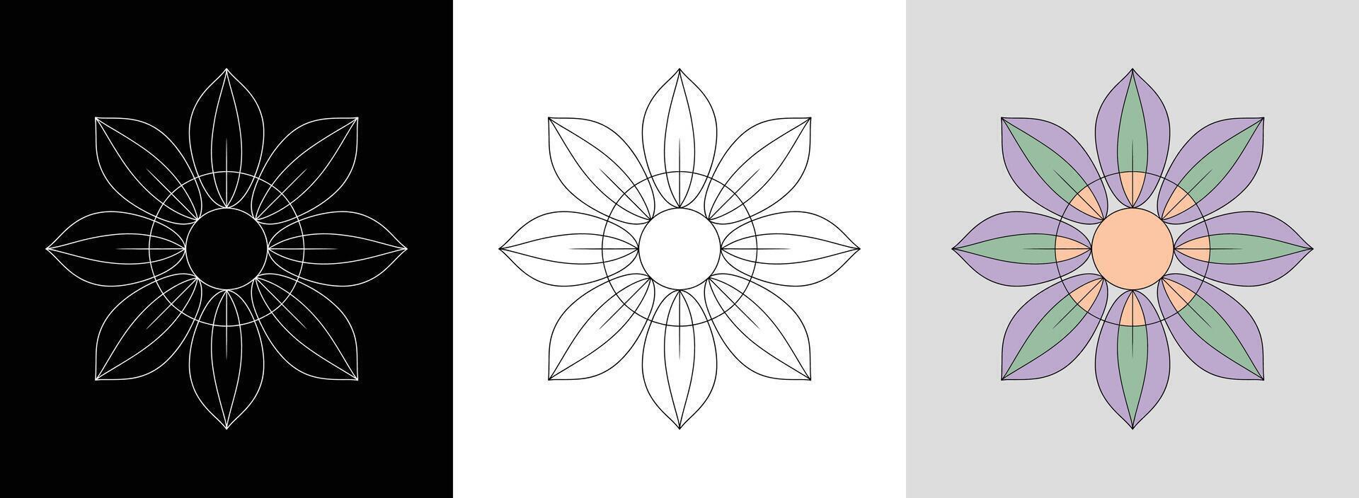 Simple Lotus Mandala with Shapes vector
