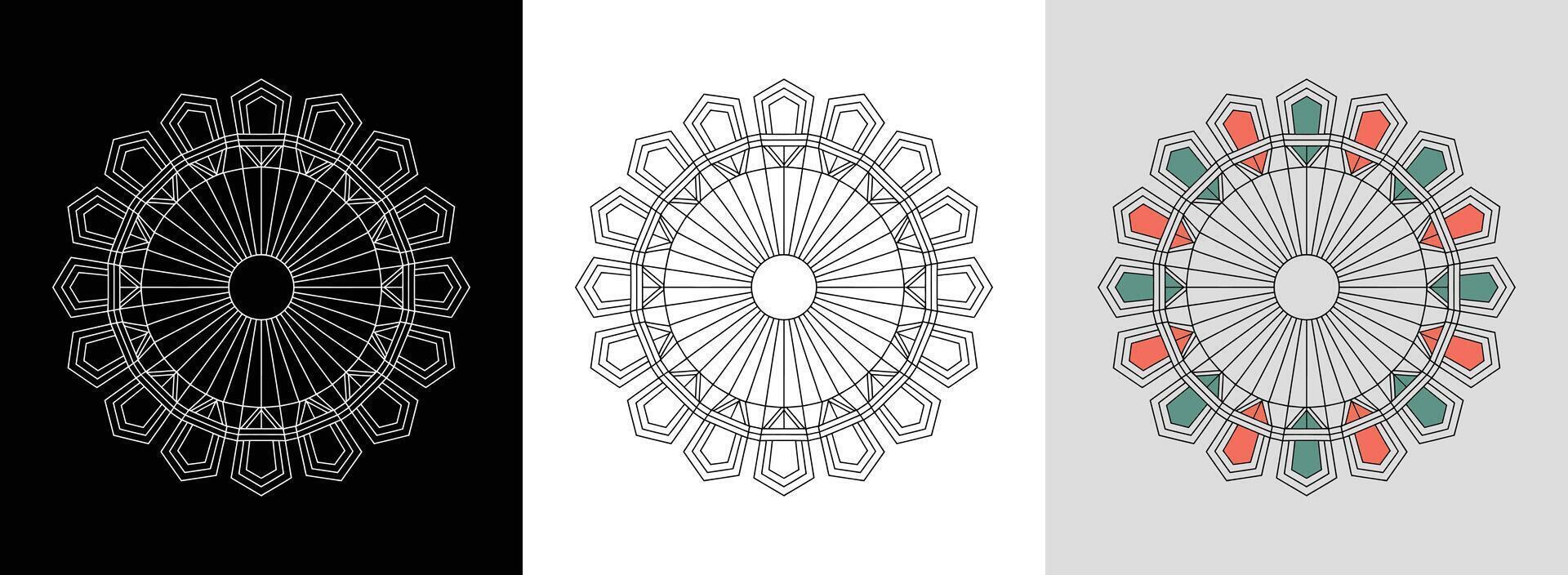 Sunburst Mandala with Shapes vector