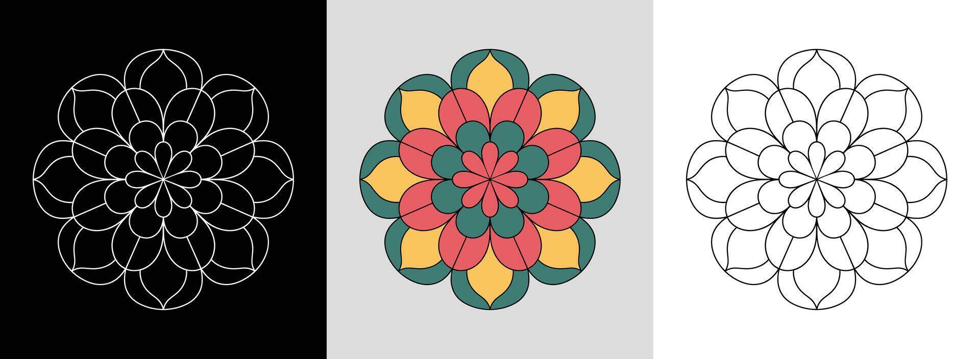 Layered Rose Mandala with Colors vector