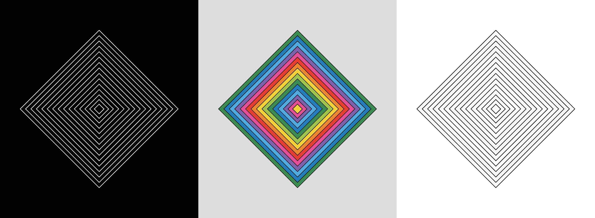 Modern Diamond Mandala with Shapes vector