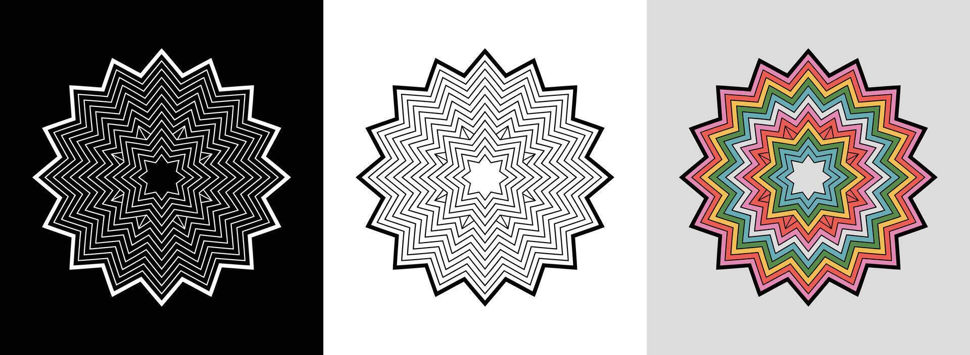 Wavy Chevron Mandala with Patterns vector