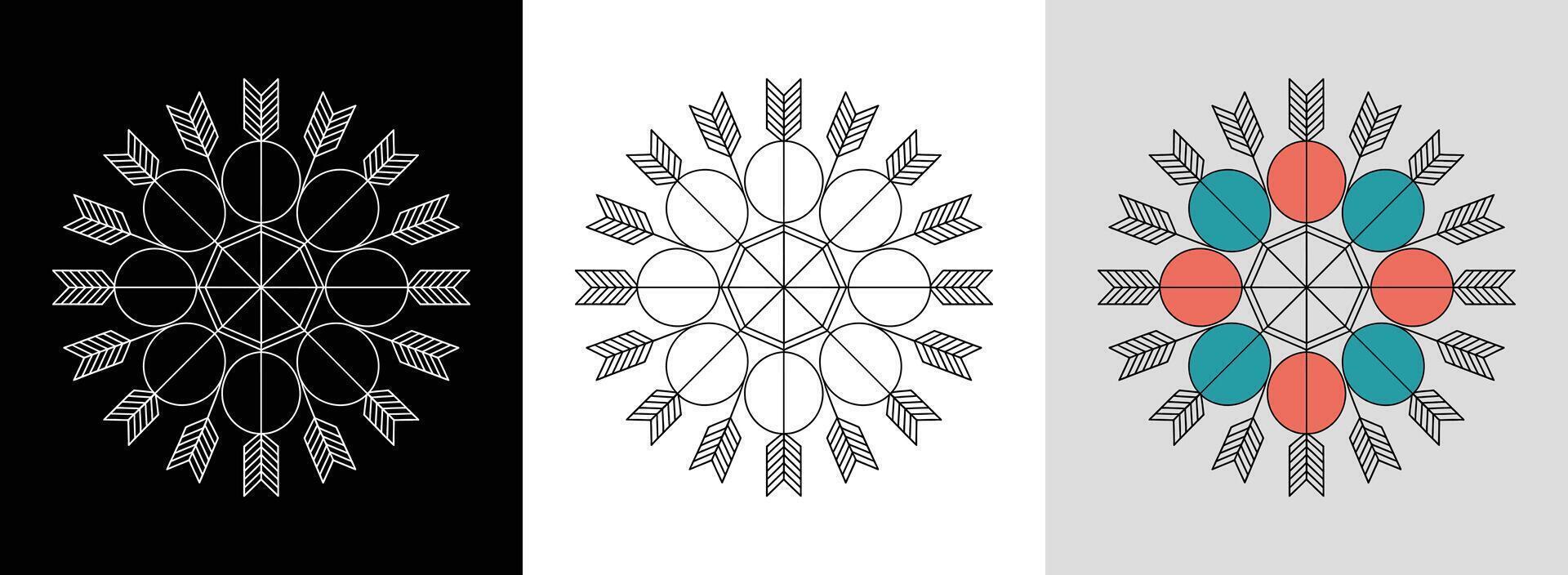 Hexagon Mandala with Arrowheads vector