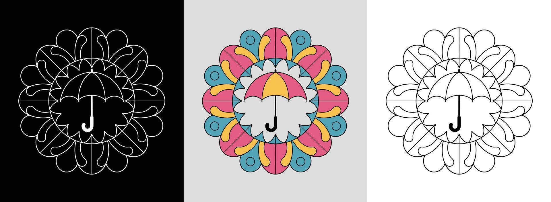Rainy Day Umbrella Mandala vector