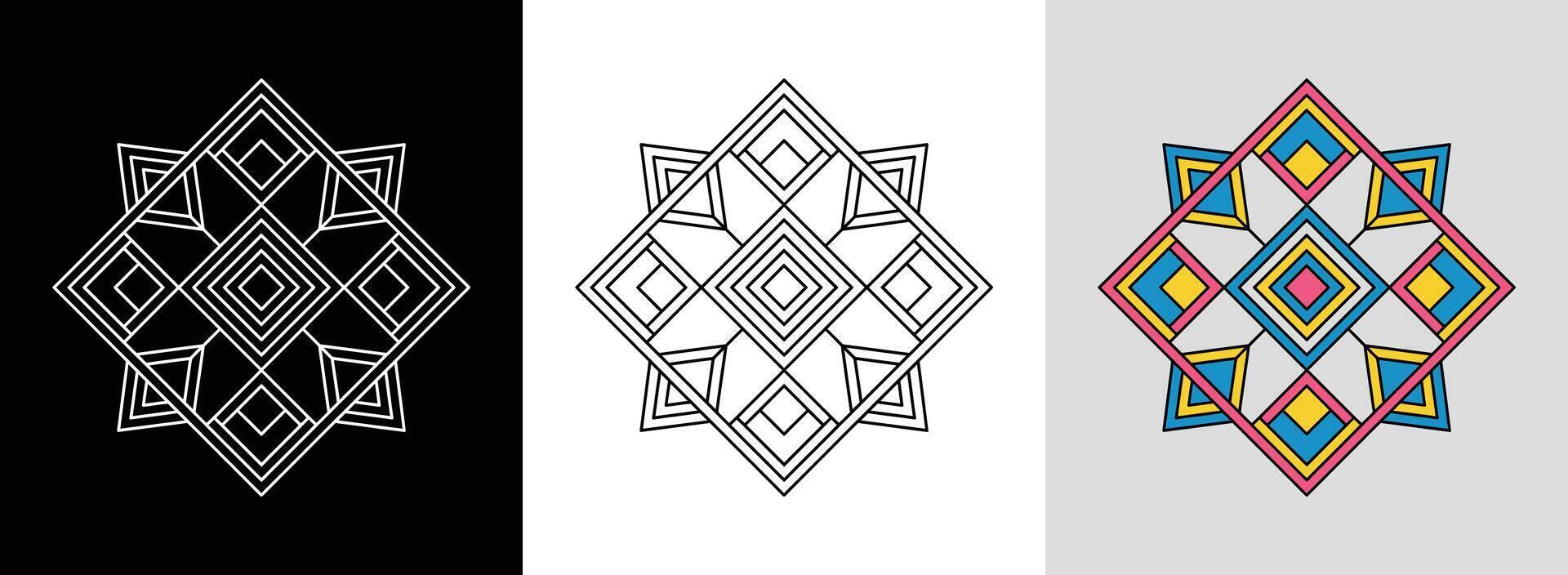 Concentric Diamond Mandala vector