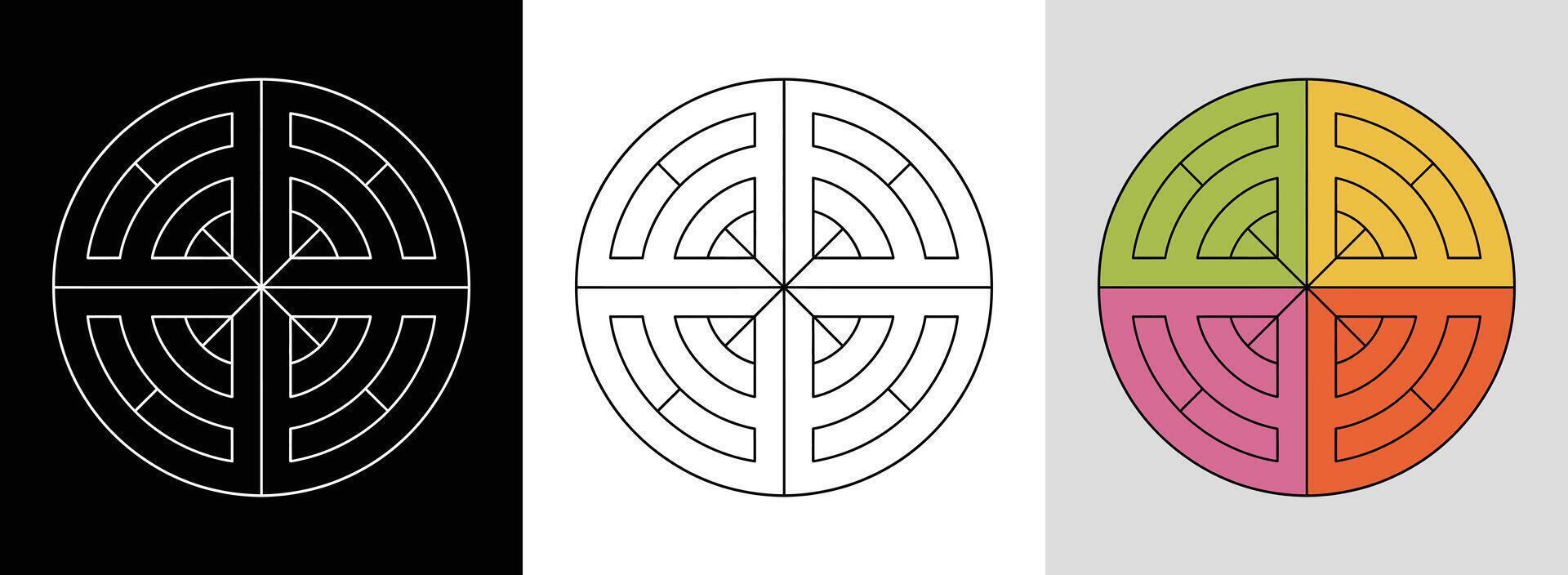 Maze Mandala with Cheerful Accents vector