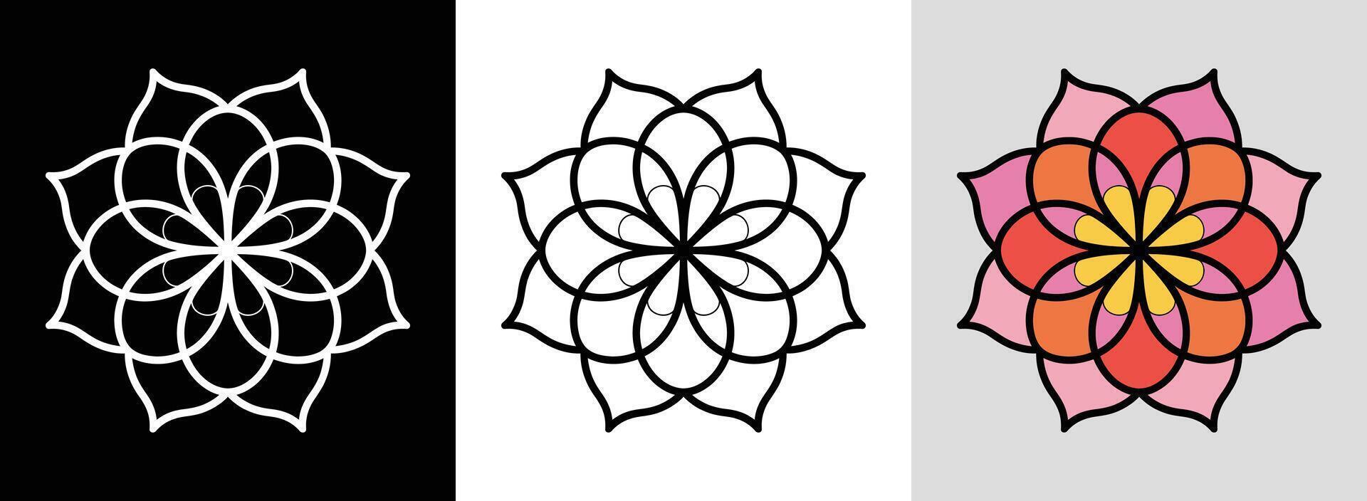 Overlapping Rose Mandala vector