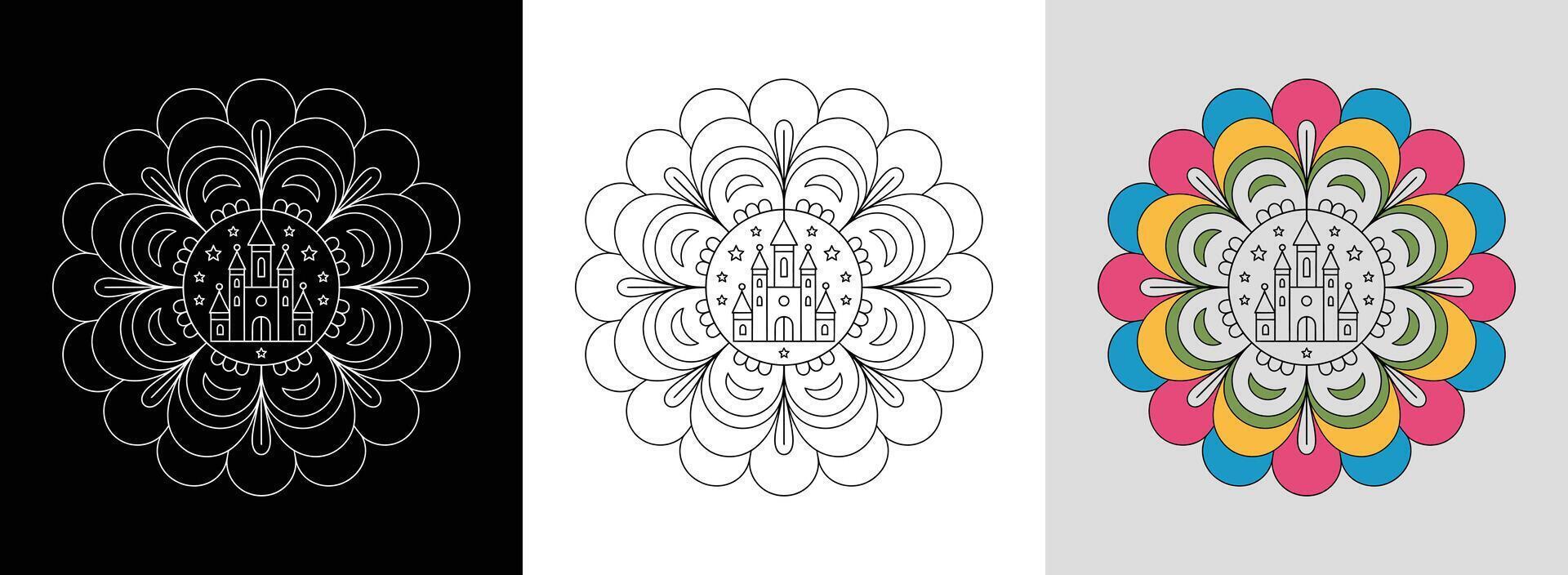 Simple Flower Mandala with Colors vector