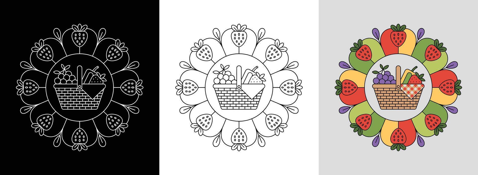 Picnic Day Mandala with Colors vector