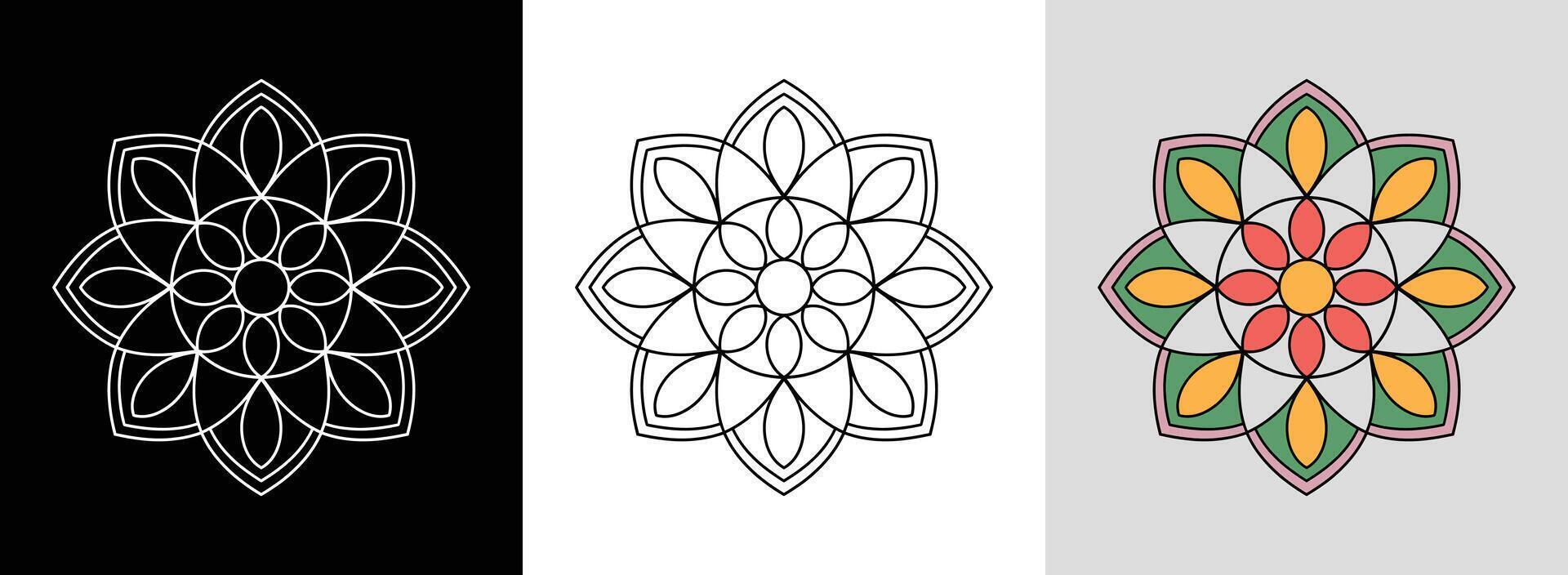 Petal Mandala with Concentric Circles vector