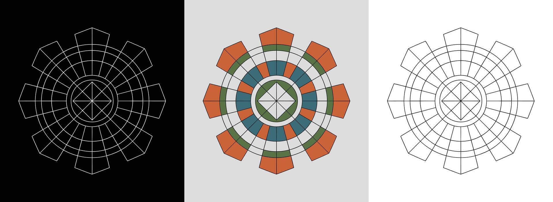 Geometric Mandala with Line Details vector