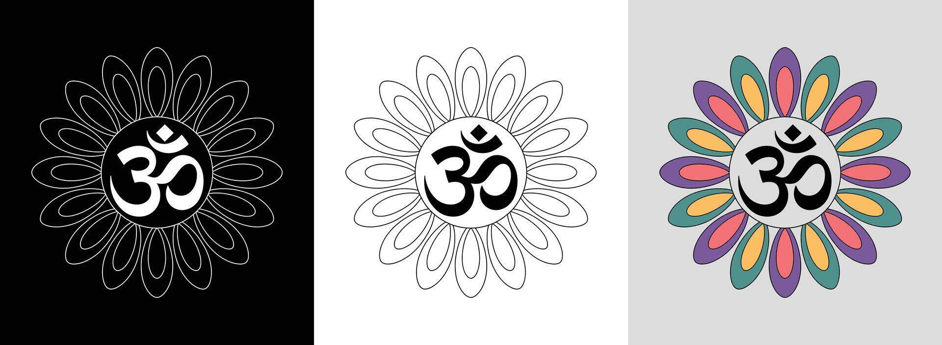 Om Symbol Mandala with Petals vector