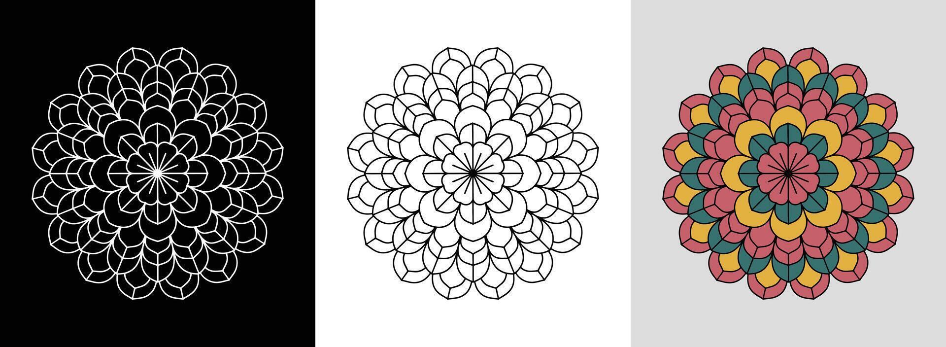 Symmetrical Rose Mandala vector