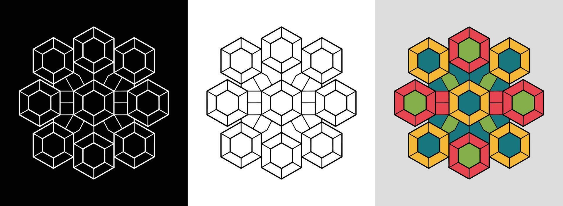 Tessellated Hexagon Mandala vector