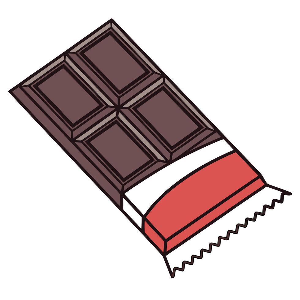 Chocolate bar with red and white wrapper sweet confection vector