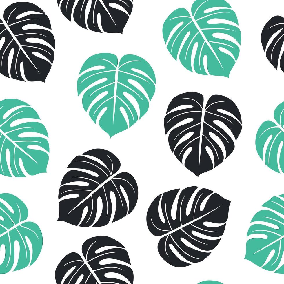 Monstera Leaves Pattern tropical green vector
