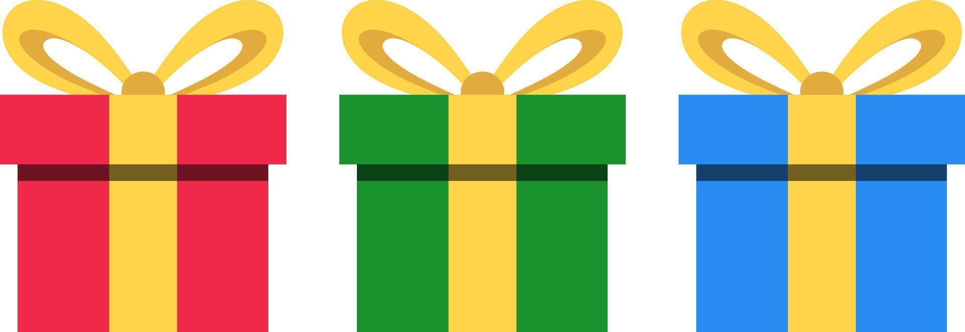 Set of gift boxes in different colors vector