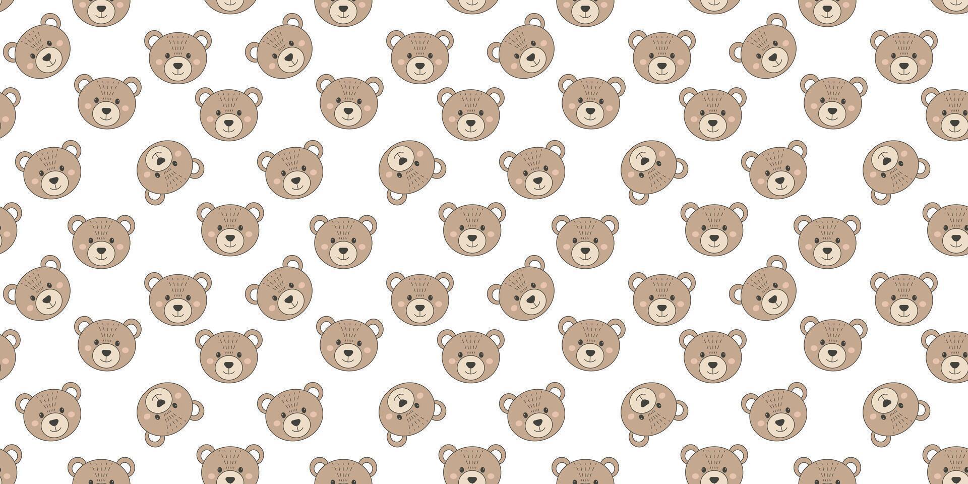 Baby Bear Face seamless Pattern vector