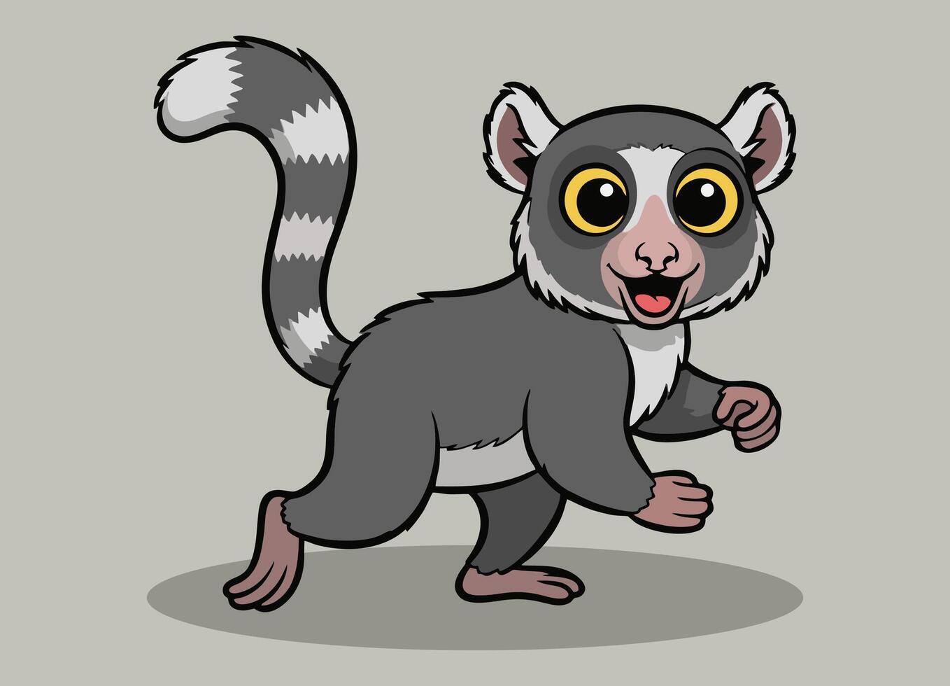 cute little indri with big eyes running and smiling happy vector