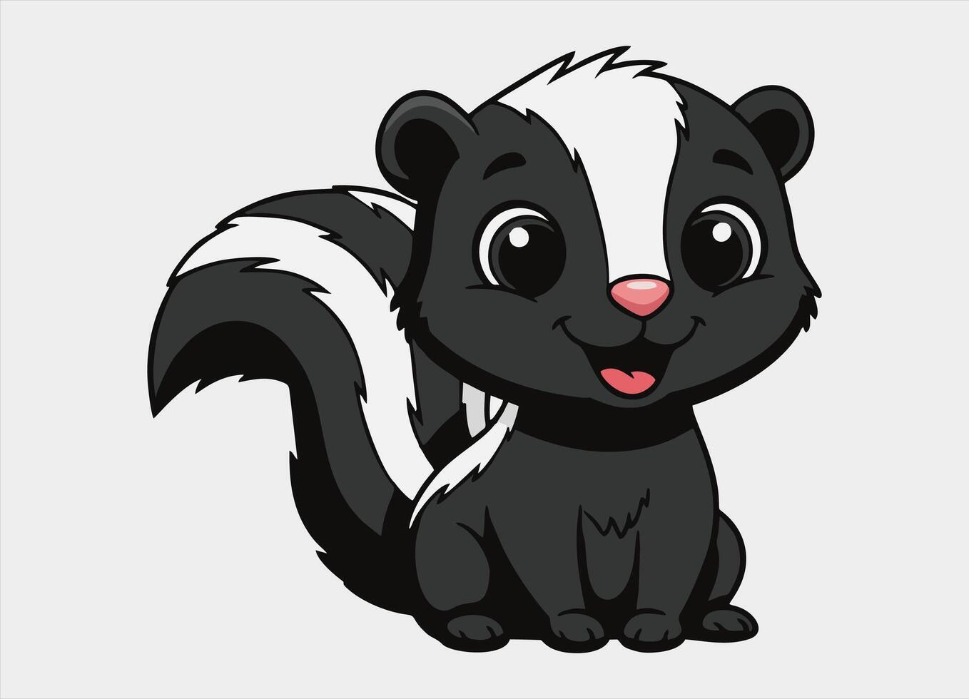 Cute little skunk smiling happy cartoon illustration. vector