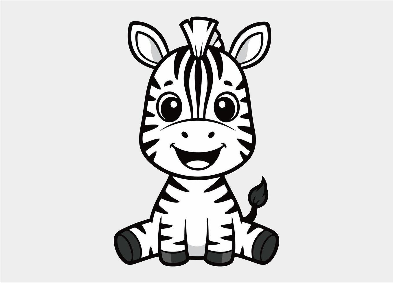 Cute little zebra smiling happy cartoon illustration. vector