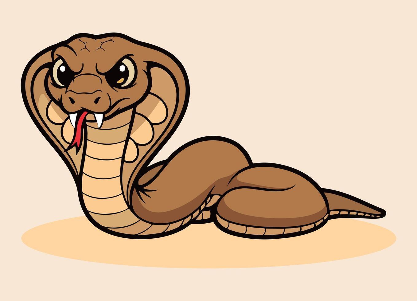 cute king cobra with big eyes crawling and and getting angry vector