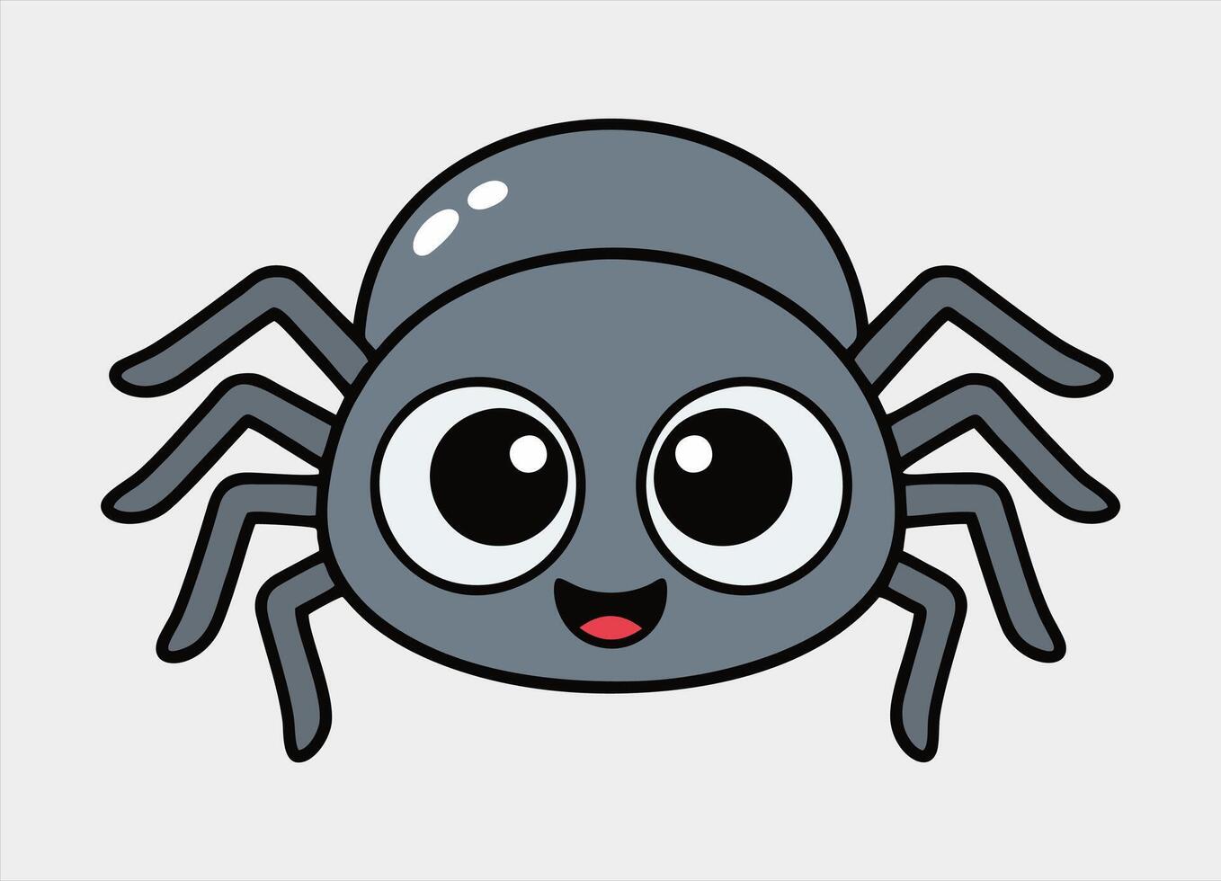 Cute little spider smiling happy cartoon illustration. vector