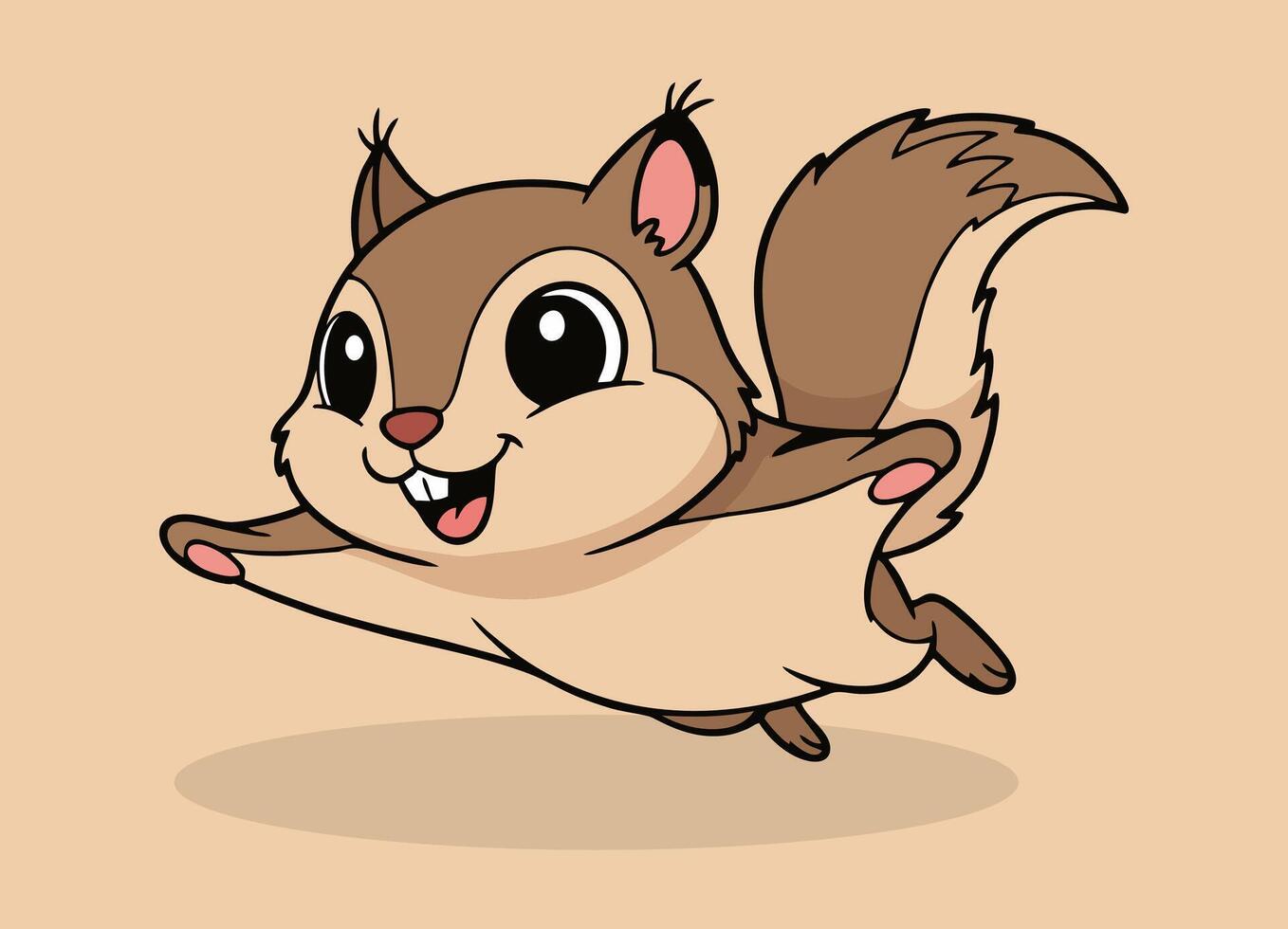 cute little flying squirrel with big eyes running and smiling happy vector